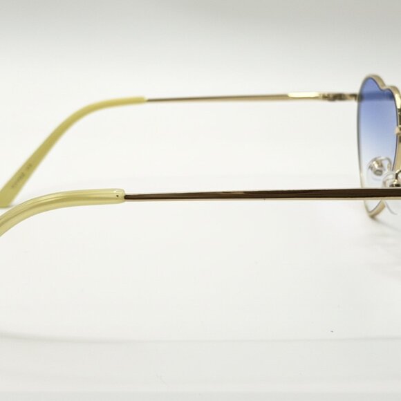 NEW Heartbeat Shape Designer Style Trendy Sunglasses - Blue and Gold - Picture 4 of 5